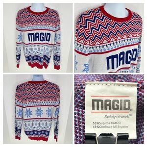 MAGID Safety Ugly Christmas‎ Sweater Unisex Size XL Holiday Workwear Party
